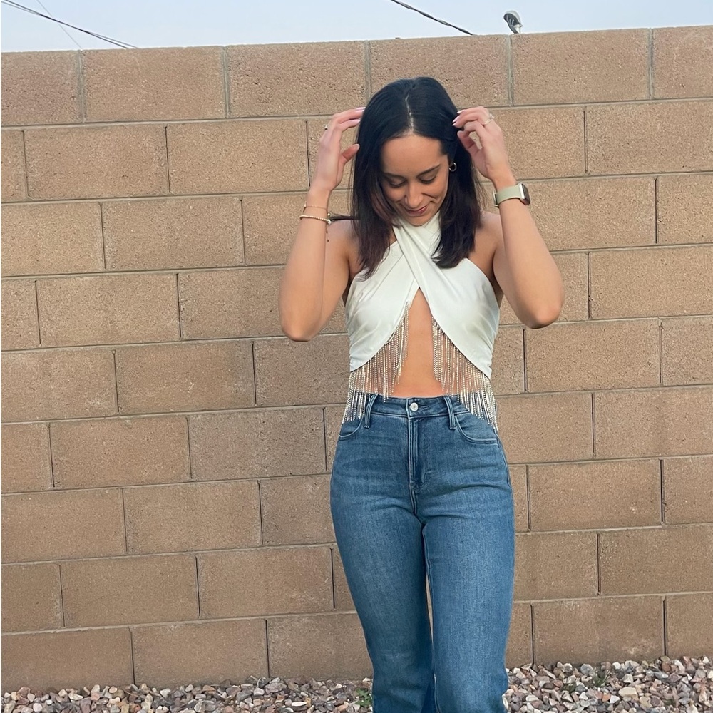 12th Tribe White Top with Silver Fringe